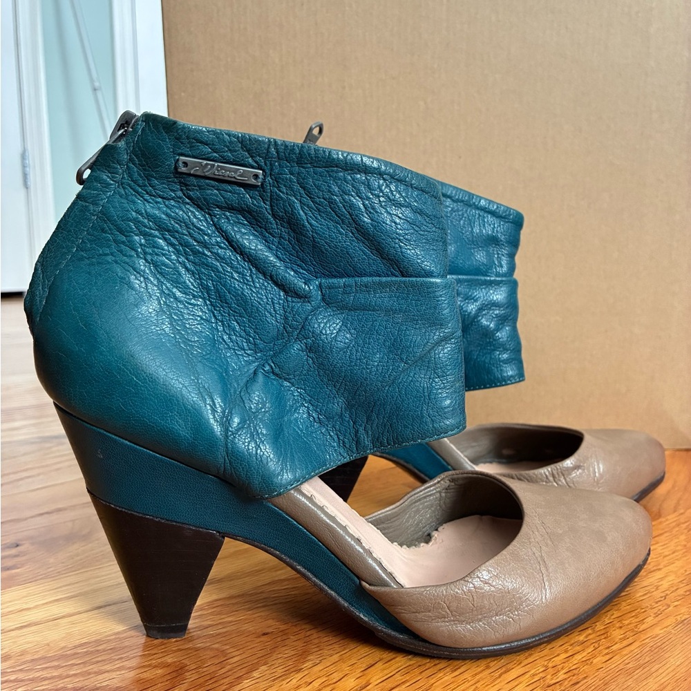Chic Teal and Tan Heeled Boots by Diesel